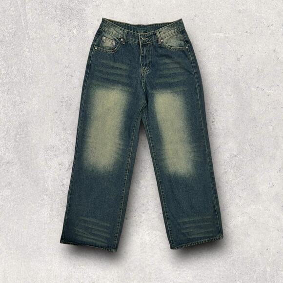 ★ Streetwear Faded Wide Leg Y2K Blue Wash Pants (UnBranded) ★ - Picture 3 of 7